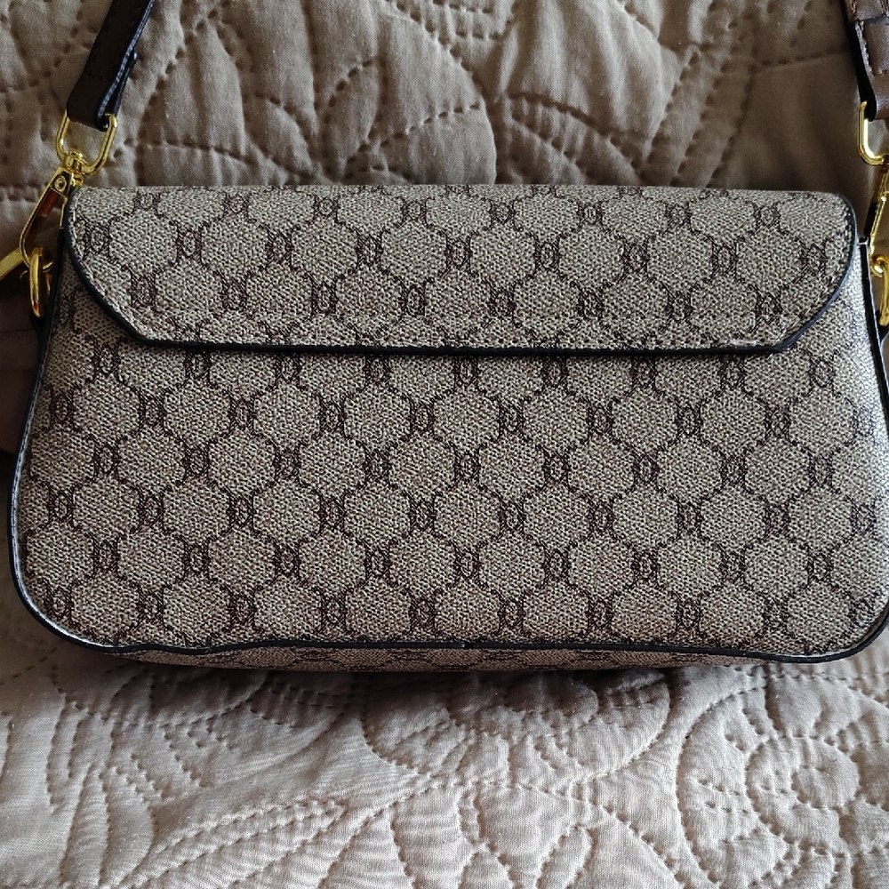 Chic Brown Patterned Shoulder Bag - image 3